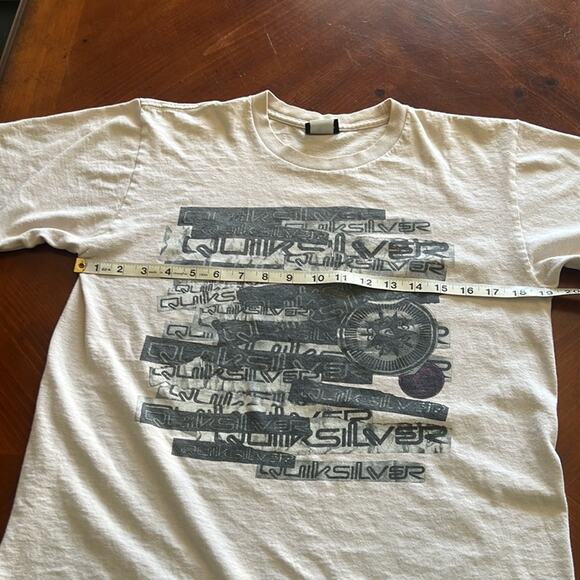Quiksliver Mens Size Small Beige Logo Print Tee Shirt - Picture 6 of 7